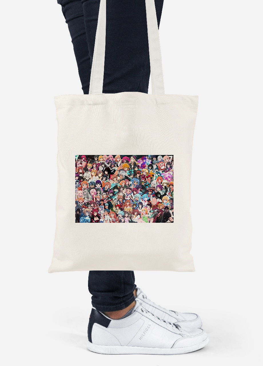 Еко-сумка шоппер Аніме (Anime) (92102-3108-BG) бежева MobiPrint lite (256920902)