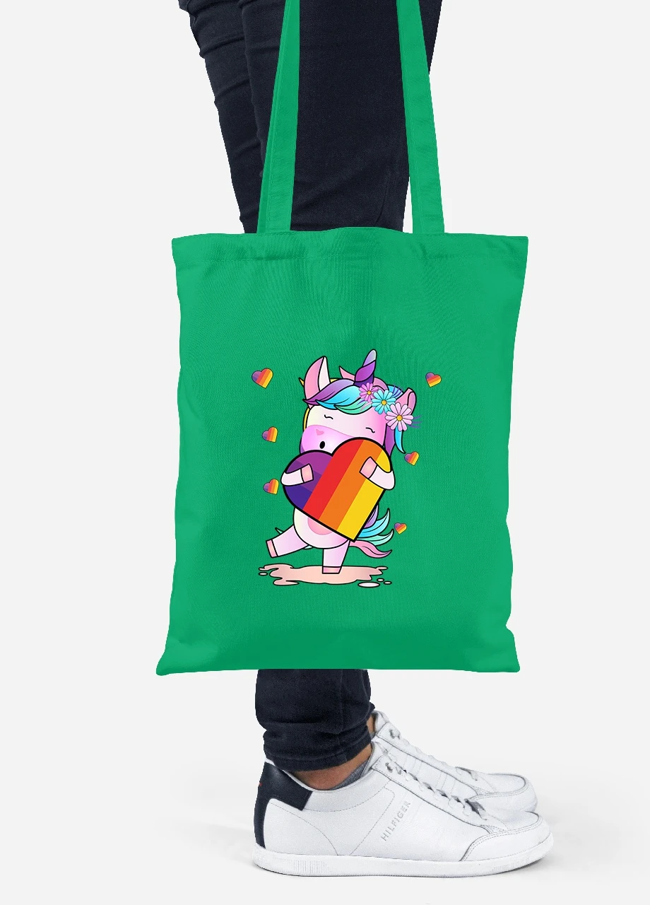 Еко-сумка шоппер Лайки (Likee) Unicorn (92102-1469-KG) зелена MobiPrint Lite (256921685)