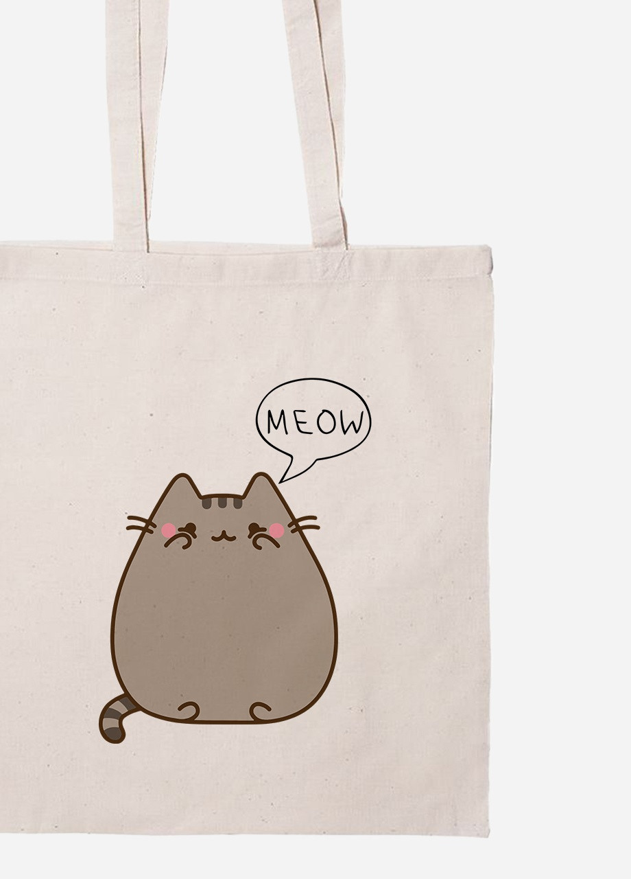 Еко-сумка шоппер Кіт Пушин (Pusheen Cat) (92102-2853-BG) бежева MobiPrint lite (256922939)
