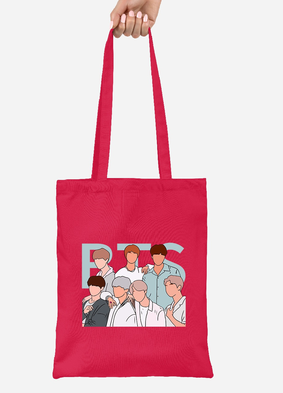 Еко-сумка шоппер БТС (BTS) (92102-3272-RD) червона MobiPrint Lite (256922789)