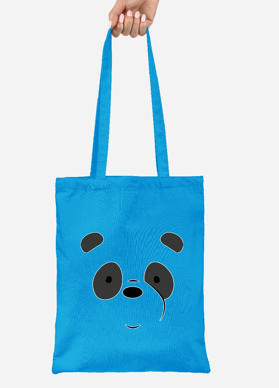 Еко-сумка шоппер Панда Вся правда про ведмедів (We Bare Bears) (92102-2661-BL) синя MobiPrint lite (256920210)
