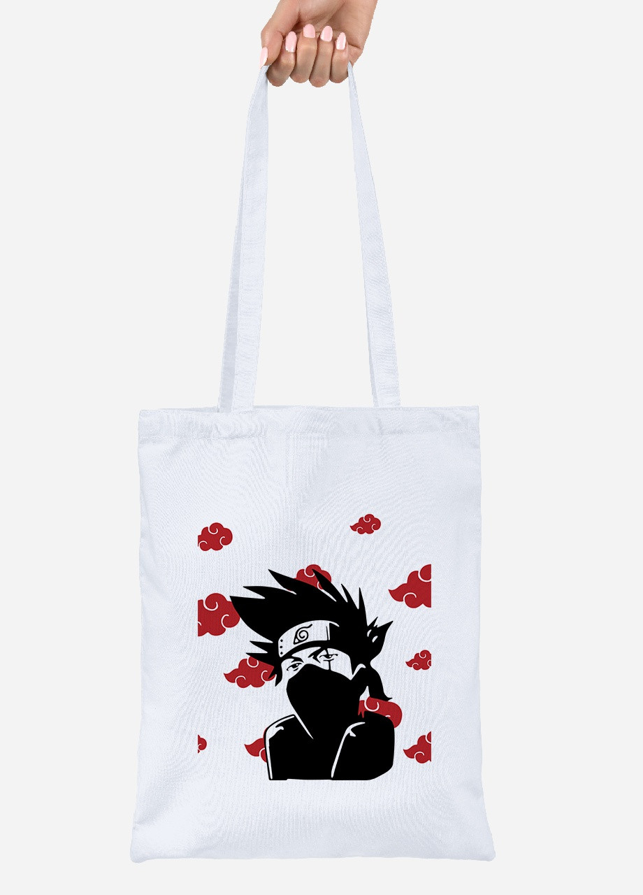 Еко-сумка шоппер Какаші Хатаке Наруто (Hatake Kakashi Naruto) (92102-3054) біла MobiPrint Lite (256923518)