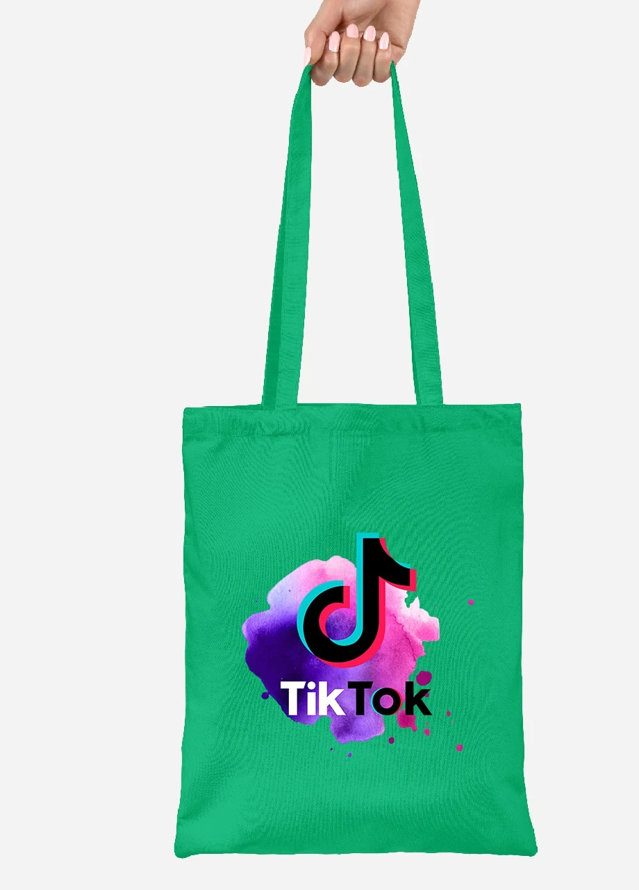 Эко сумка шопер Tik Tok (92102-1940-KG) зеленая MobiPrint Lite (256923892)