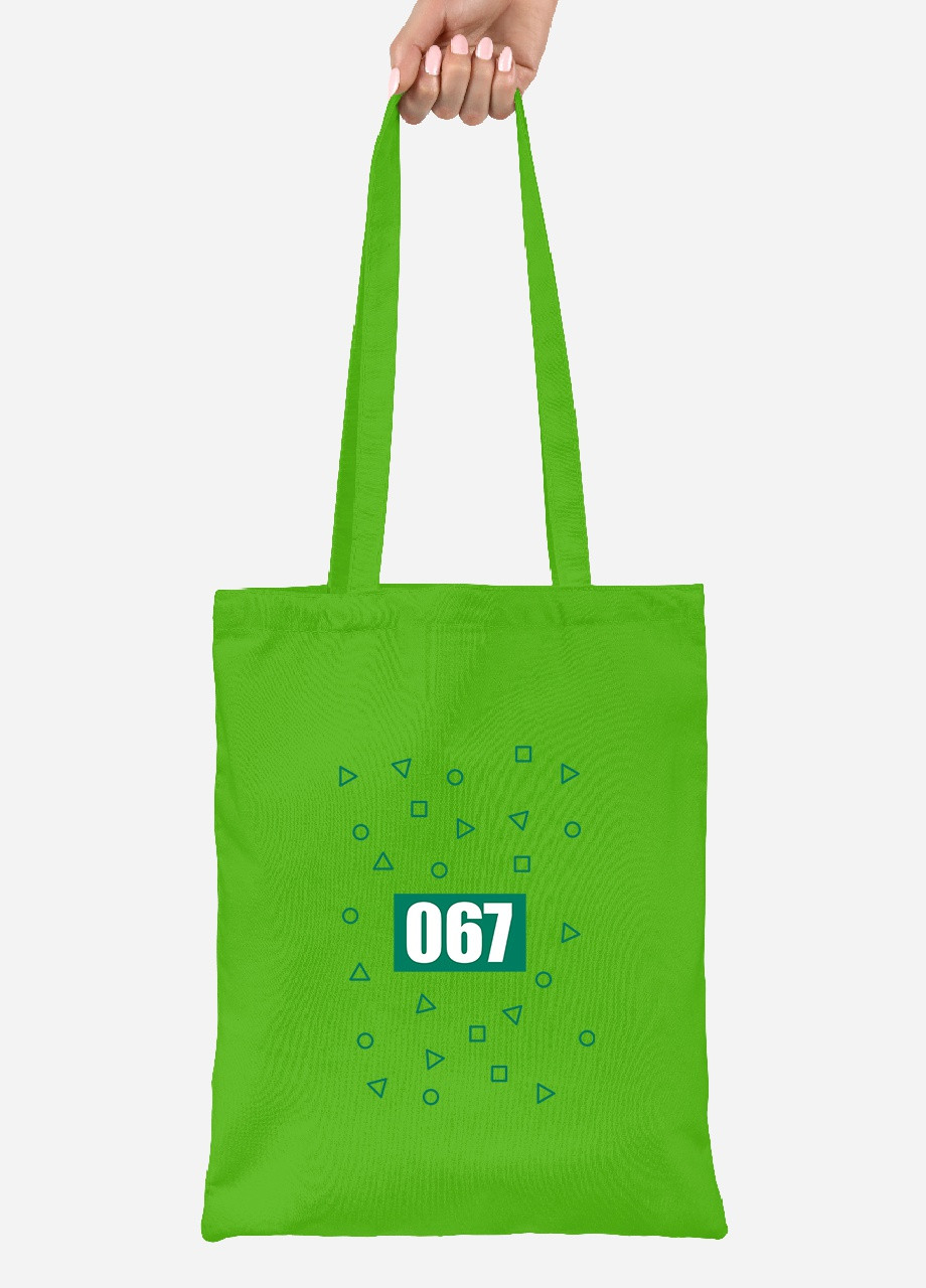 Эко сумка шопер Номер 067 Чонхойон Игра в кальмара (Squid Game) (92102-3361-LM) салатовая MobiPrint Lite (256924597)