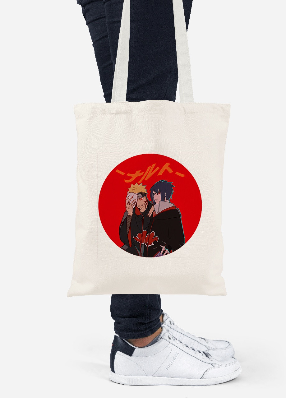 Еко-сумка шоппер Наруто Узумакі та Саске Учіха (Naruto Uzumaki and Sasuke Uchiha) (92102-2815-BG) бежева MobiPrint Lite (256924509)
