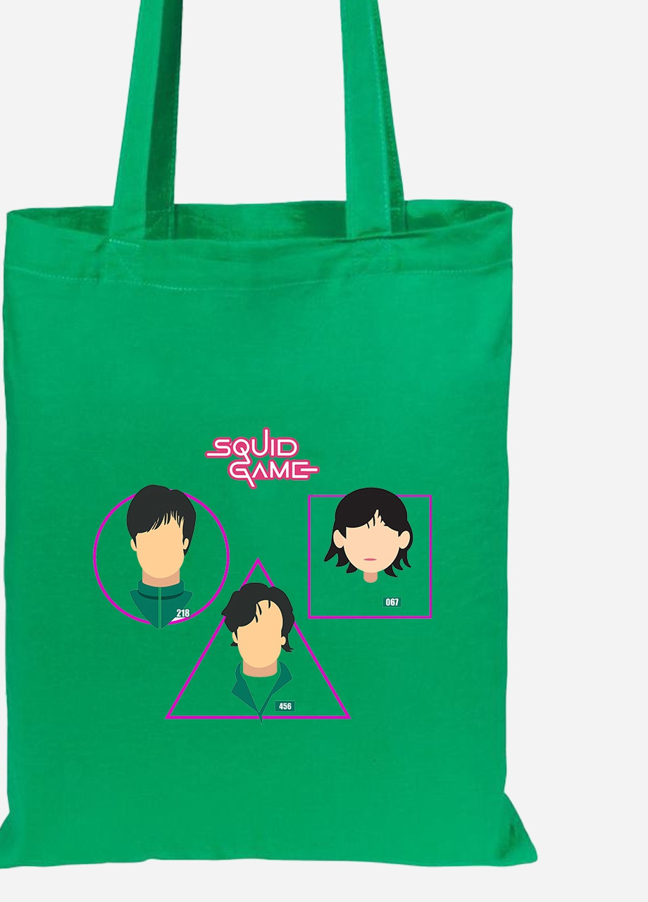 Эко сумка шопер Игра в кальмара (Squid Game) (92102-3352-KG) зеленая MobiPrint Lite (256921925)