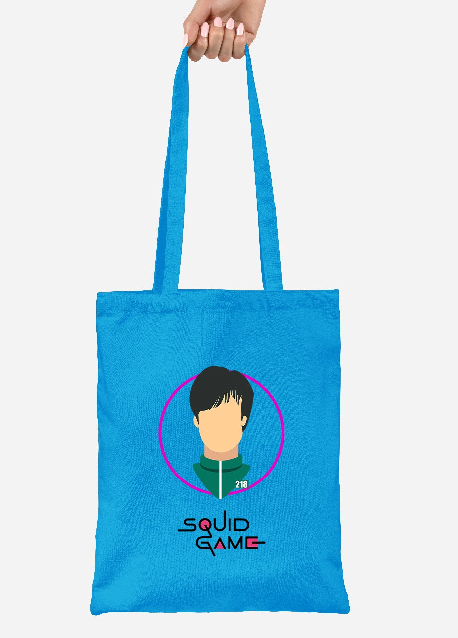 Эко сумка шопер Парк Хае-су эс чо Санг-ву Игра в кальмара (Squid Game) (92102-3353-BL) синяя MobiPrint Lite (256921752)