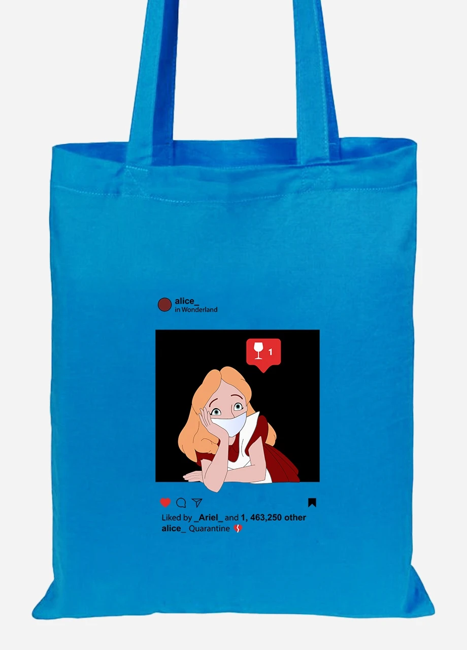 Эко сумка шопер Дисней Алисав маске (92102-1419-BL) синяя MobiPrint Lite (256924766)