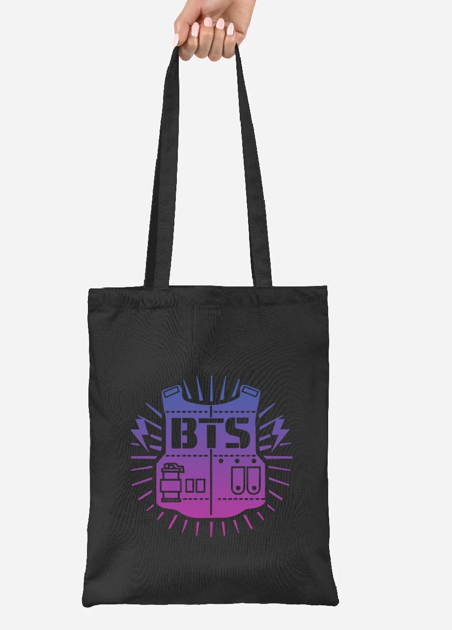 Эко сумка шопер БТС (BTS) (92102-3278-BK) черная MobiPrint Lite (256922166)