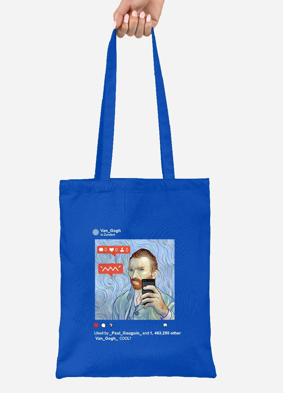 Эко сумка шопер Инстаграм Винсент Ван Гог (Instagram Vincent van Gogh) (92102-2951-SK) голубая MobiPrint Lite (256921224)