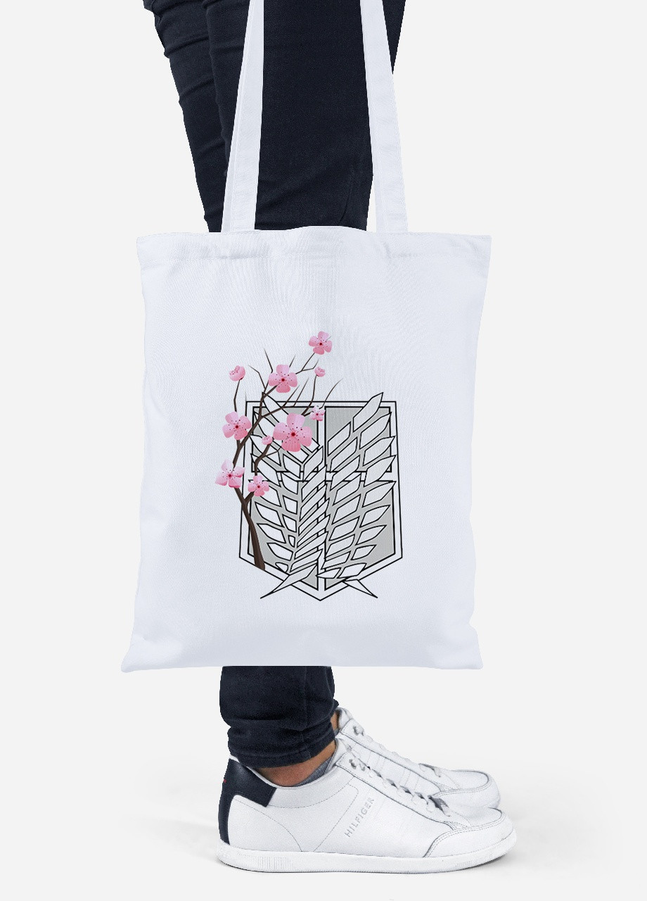 Еко-сумка шоппер Атака на титанів (Attack on Titan) (92102-3042) біла MobiPrint Lite (256923206)