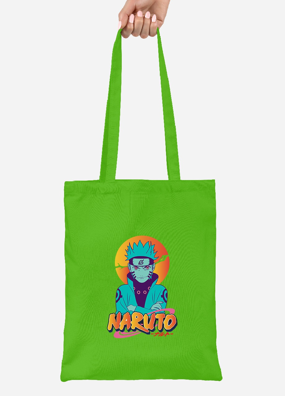 Эко сумка шопер Наруто Узумаки (Naruto Uzumaki) (92102-2631-LM) салатовая MobiPrint Lite (256922504)