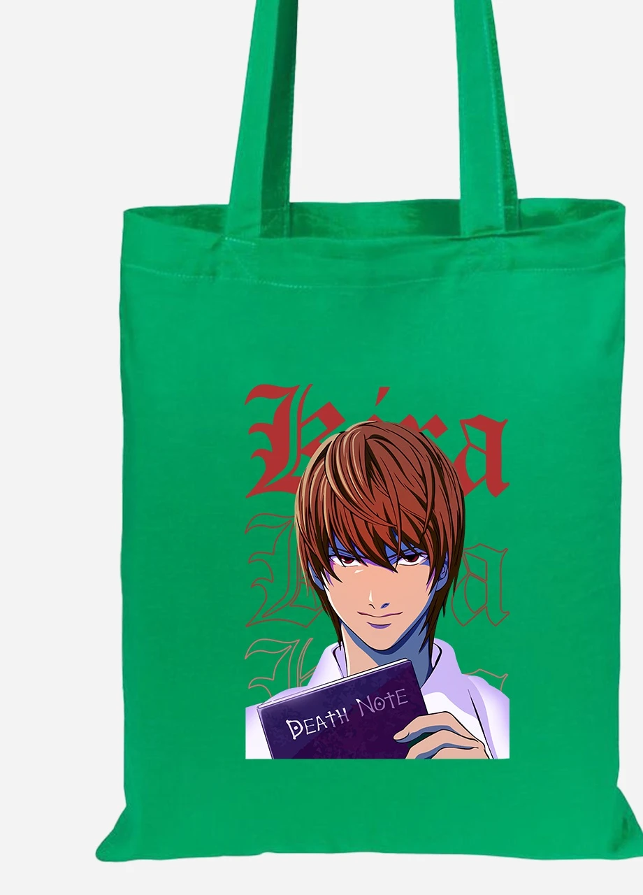Эко сумка шопер Кира Тетрадь смерти (Kira Death Note) (92102-2823-KG) зеленая MobiPrint Lite (256921327)
