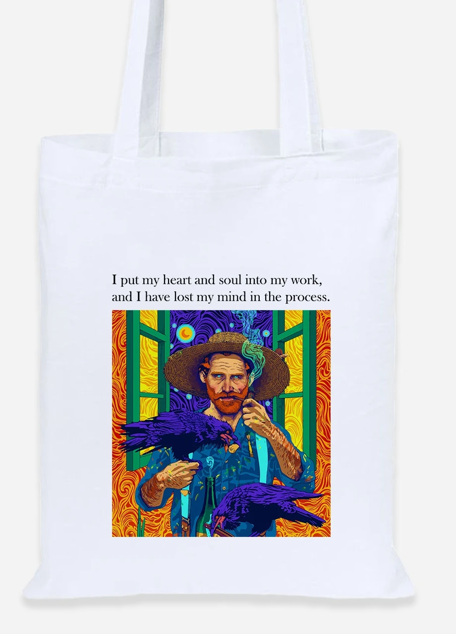 Эко сумка шопер Винсент Ван Гог Ворон (Vincent van Gogh) (92102-2961) белая MobiPrint Lite (256922926)