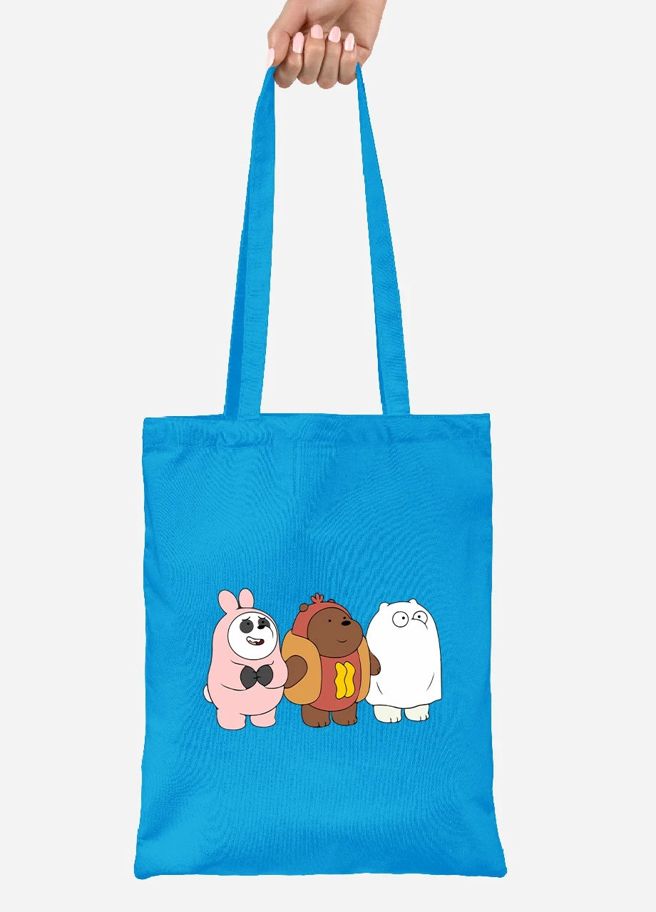 Эко сумка шопер Вся правда о медведях (We Bare Bears) (92102-2905-BL) синяя MobiPrint Lite (256920548)