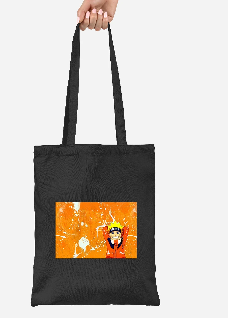 Еко-сумка шоппер Наруто Узумакі (Naruto Uzumaki) (92102-3114-BK) чорна MobiPrint Lite (256921231)