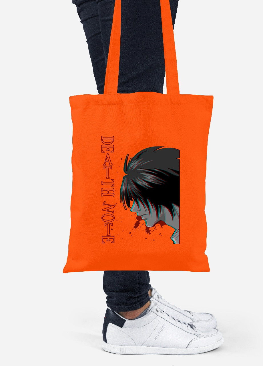 Еко-сумка шоппер Ел Лоулайт Зошит смерті (L Death Note) (92102-2824-OG) помаранчева MobiPrint Lite (256923767)
