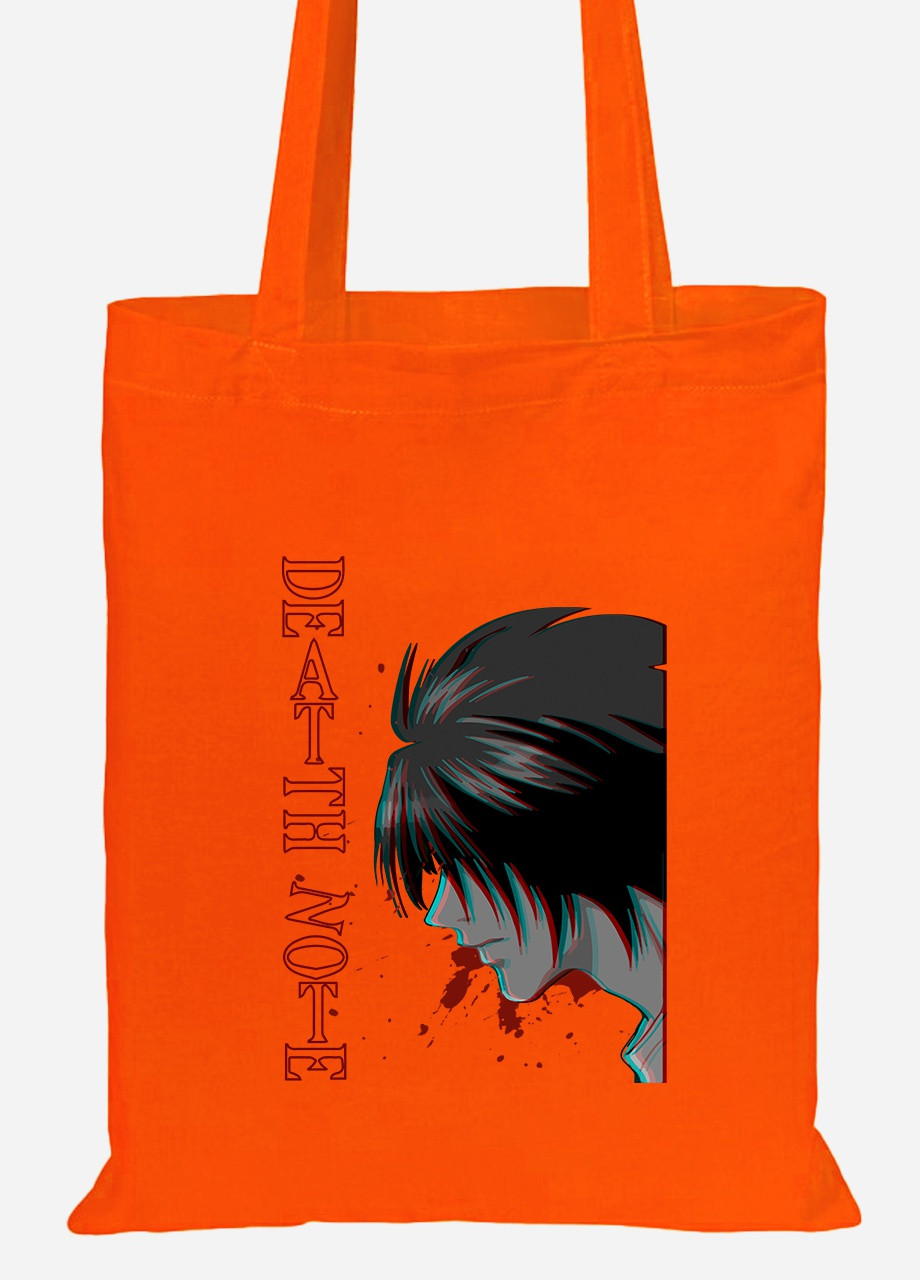 Еко-сумка шоппер Ел Лоулайт Зошит смерті (L Death Note) (92102-2824-OG) помаранчева MobiPrint Lite (256923767)