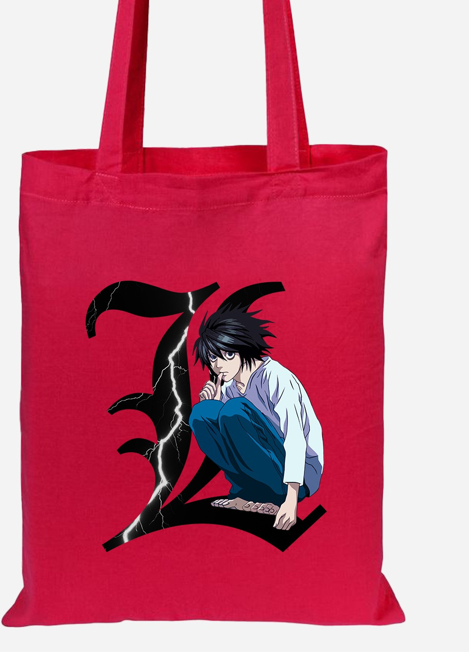 Еко-сумка шоппер Ел Лоулайт Зошит смерті (L Death Note) (92102-2826-RD) червона MobiPrint Lite (256922856)