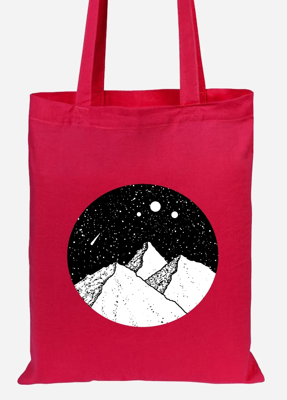 Эко сумка шопер Звездные горы (Starry mountains) (92102-2846-RD) красная MobiPrint Lite (256922861)