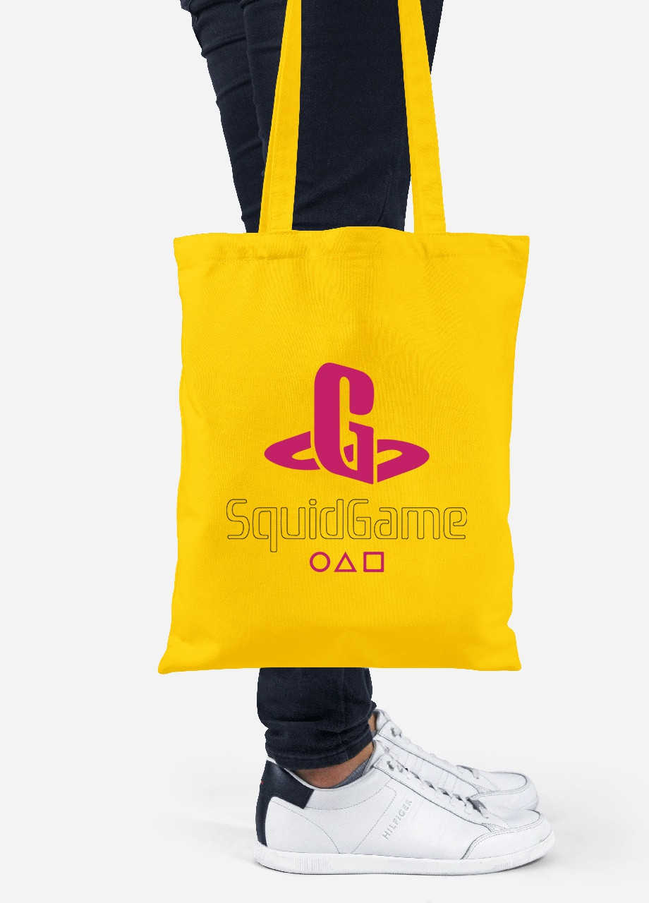 Еко-сумка шоппер Гра в кальмара (PlayStation Squid Game) (92102-3370-SY) жовта MobiPrint Lite (256921559)