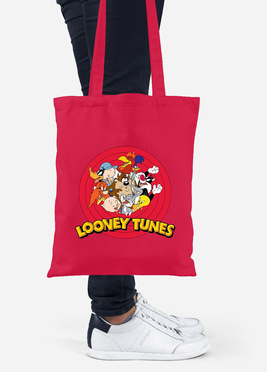 Эко сумка шопер Луни Тюнз (Looney Tunes) (92102-2880-RD) красная MobiPrint Lite (256923855)