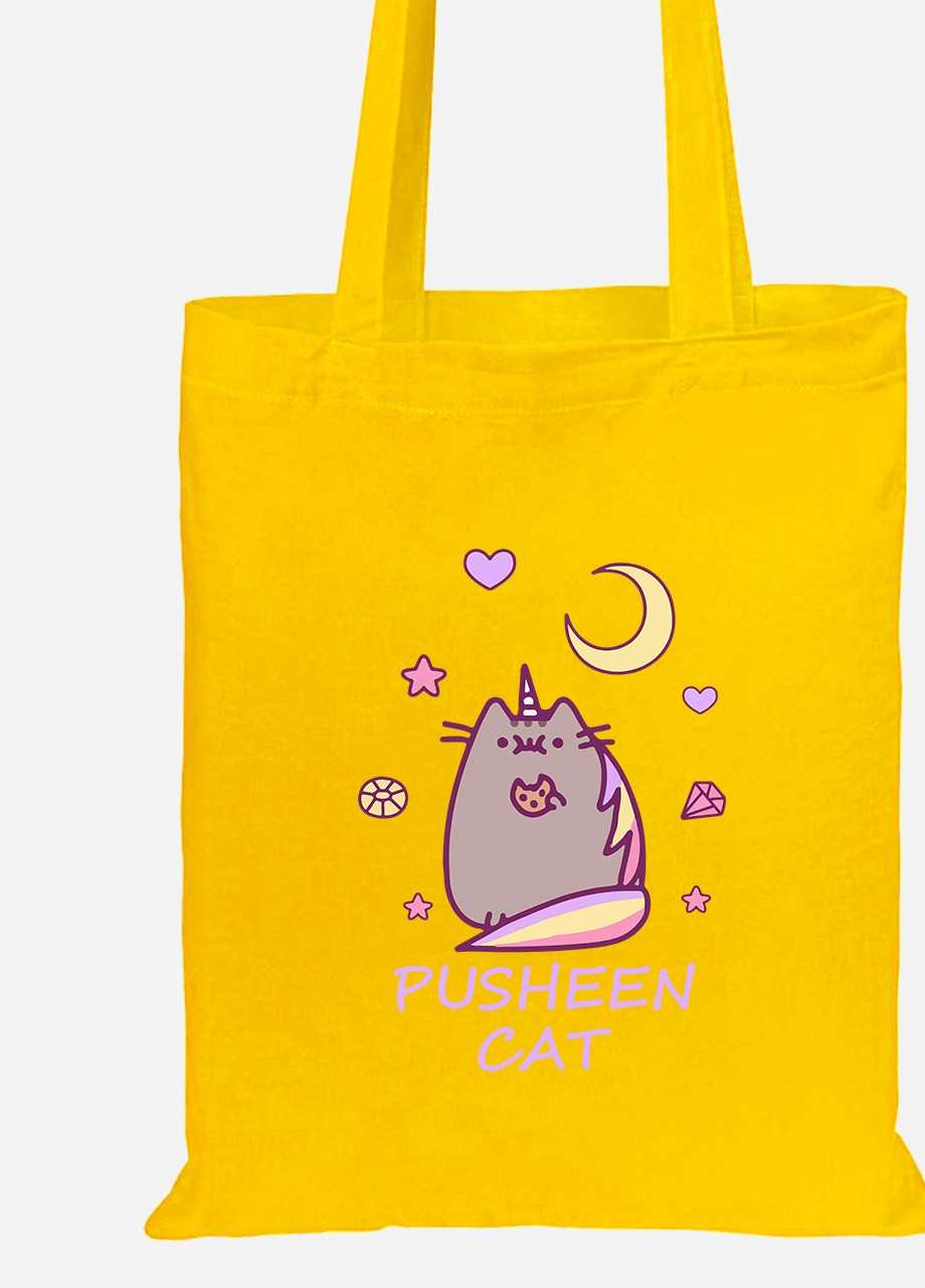 Эко сумка шопер Кот Пушин (Pusheen Cat) (92102-3349-SY) желтая MobiPrint Lite (256922243)