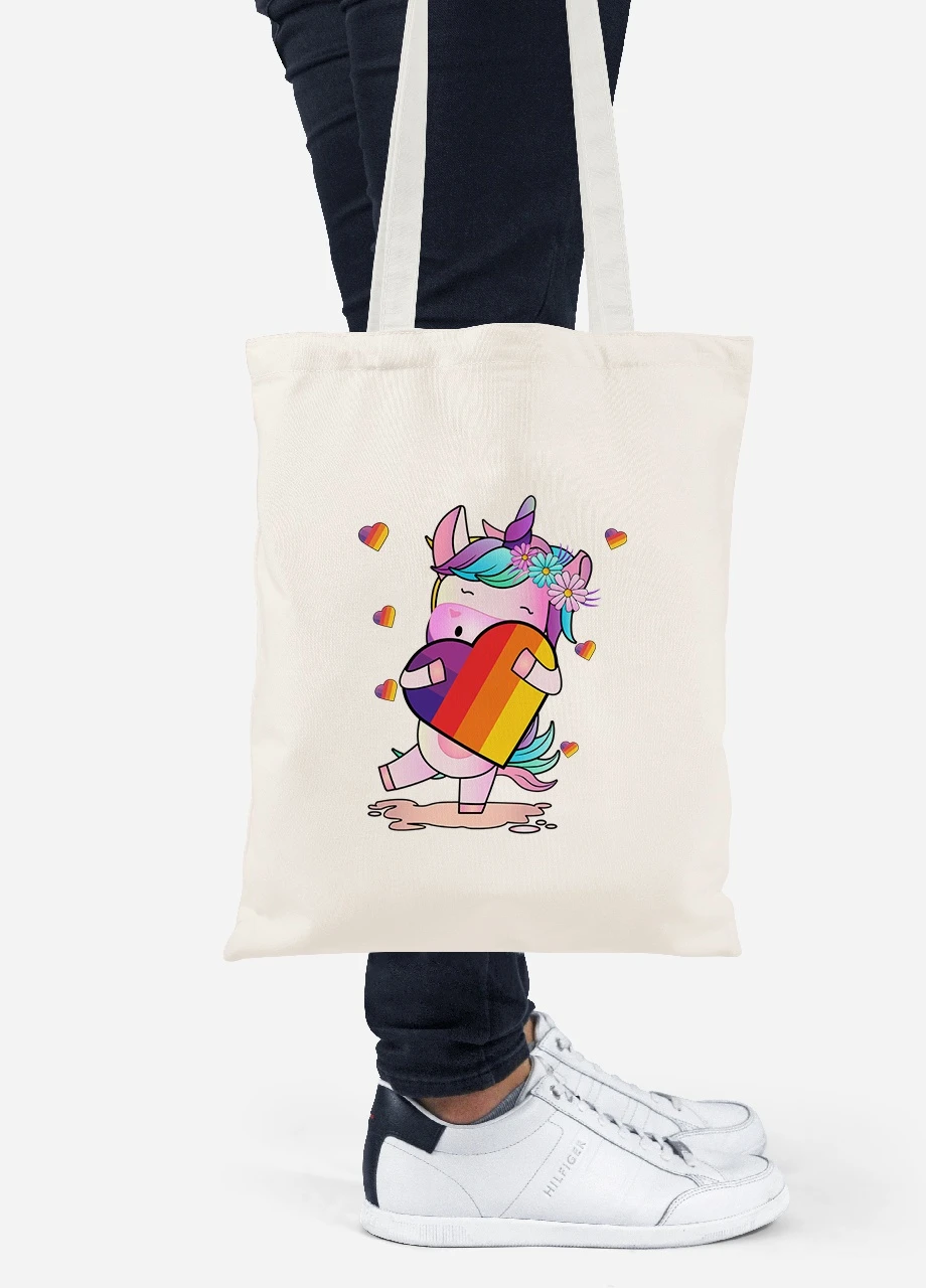 Еко-сумка шоппер Лайки (Likee) Unicorn (92102-1469-BG) бежева MobiPrint Lite (256924099)