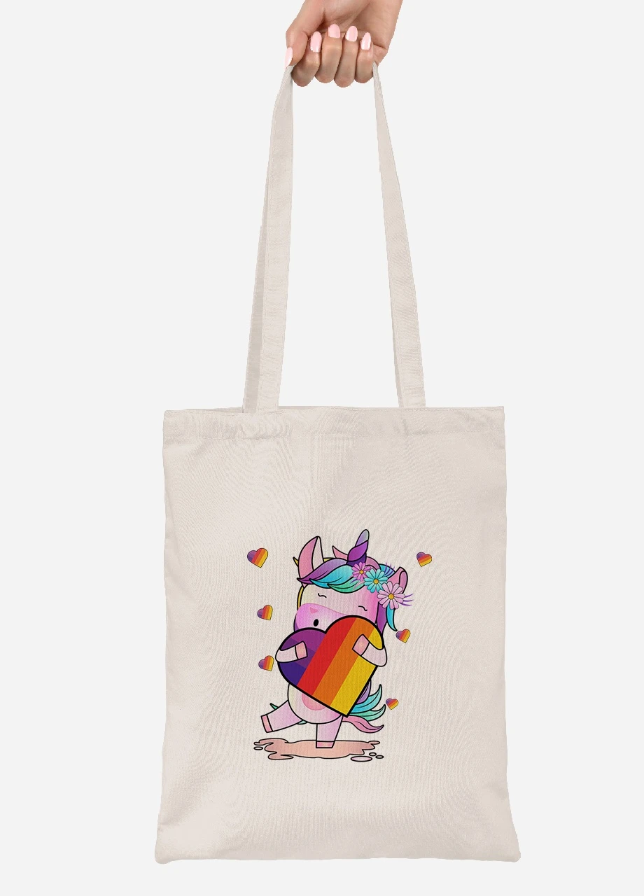 Еко-сумка шоппер Лайки (Likee) Unicorn (92102-1469-BG) бежева MobiPrint Lite (256924099)