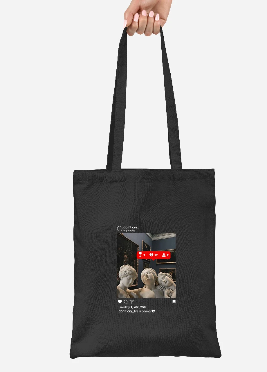 Эко сумка шопер Скульптуры в Instagram (92102-1589-BK) черная MobiPrint Lite (256924874)