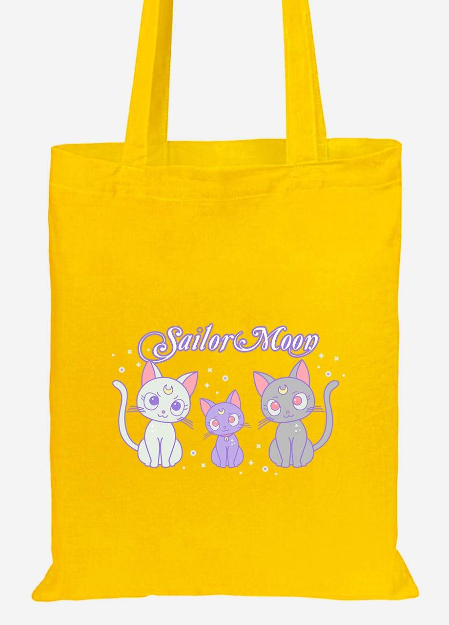 Еко-сумка шоппер Місяць Кішки Сейлор Мун (anime Sailor Moon Cats) (92102-2920-SY) жовта MobiPrint Lite (256921334)