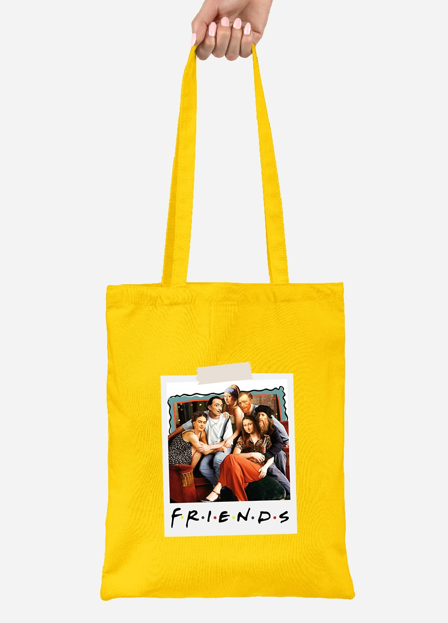 Эко сумка шопер Друзья Ван Гог и Фрида Кало и Мона Ліза (92102-2954-SY) желтая MobiPrint Lite (256924913)