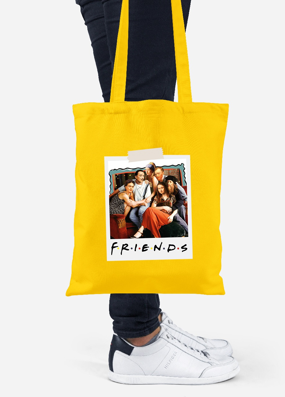 Эко сумка шопер Друзья Ван Гог и Фрида Кало и Мона Ліза (92102-2954-SY) желтая MobiPrint Lite (256924913)