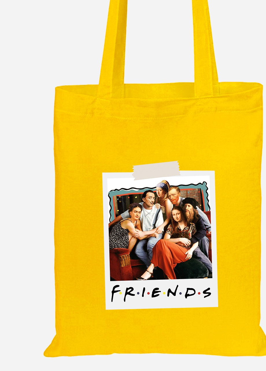 Эко сумка шопер Друзья Ван Гог и Фрида Кало и Мона Ліза (92102-2954-SY) желтая MobiPrint Lite (256924913)