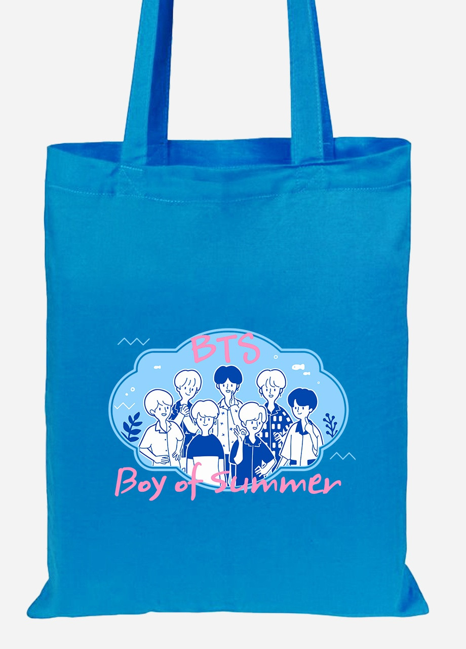 Еко-сумка шоппер БТС (BTS) (92102-3266-BL) синя MobiPrint Lite (256921019)