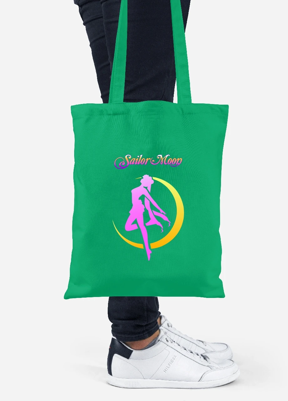 Еко-сумка шоппер Сейлор Мун (Sailor Moon) (92102-2658-KG) зелена MobiPrint Lite (256921646)