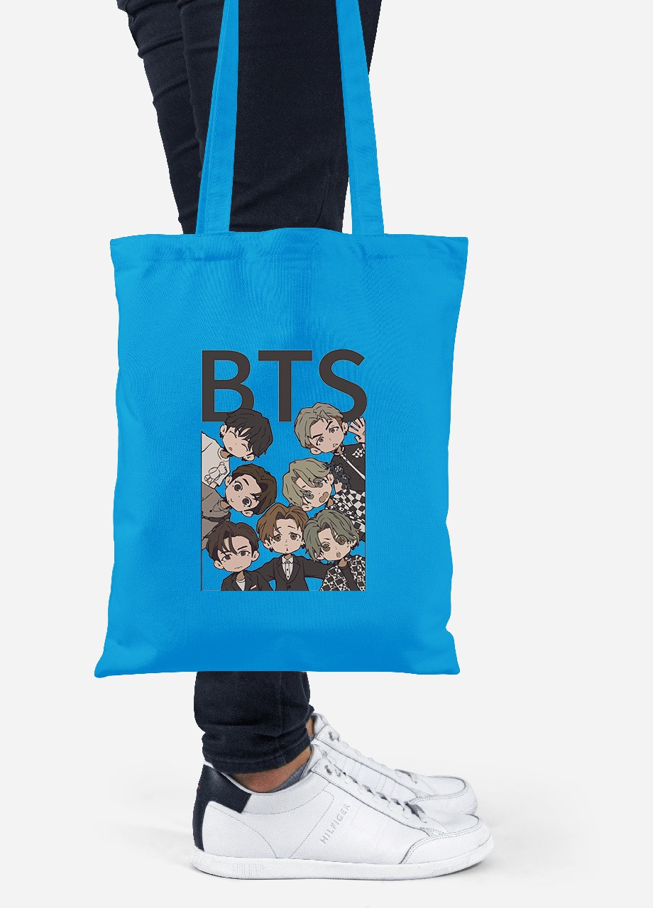 Еко-сумка шоппер БТС (BTS) (92102-3275-BL) синя MobiPrint Lite (256923420)