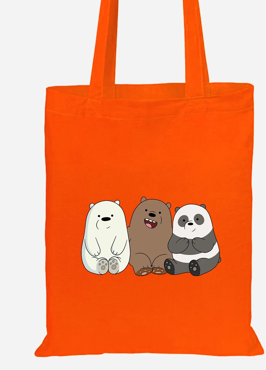 Еко-сумка шоппер Три ведмеді (We Bare bears) (92102-1774-OG) помаранчева MobiPrint Lite (256922098)