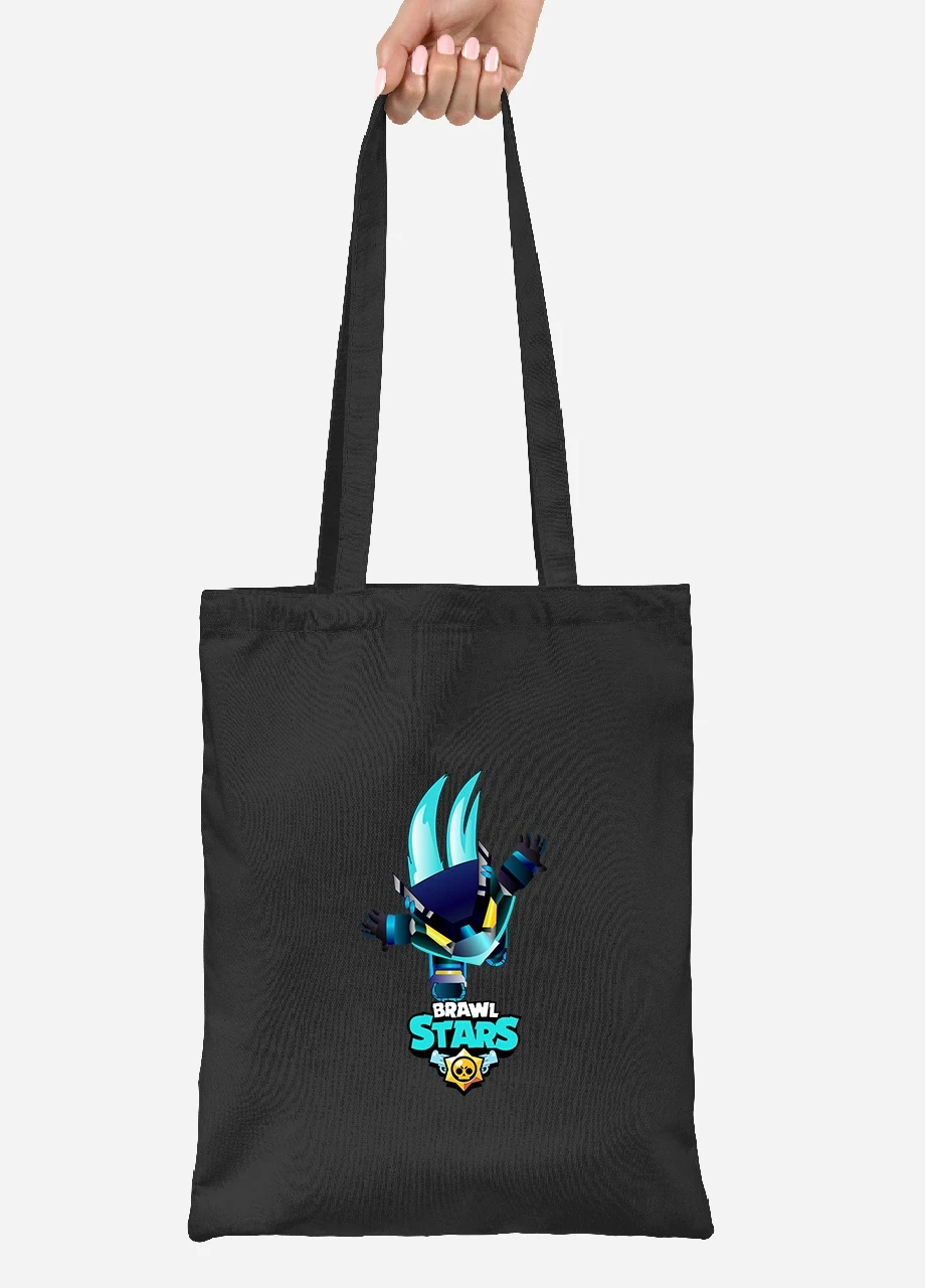 Эко сумка шопер (Brawl Stars) Бравл старс (92102-1706-BK) черная MobiPrint Lite (256921521)