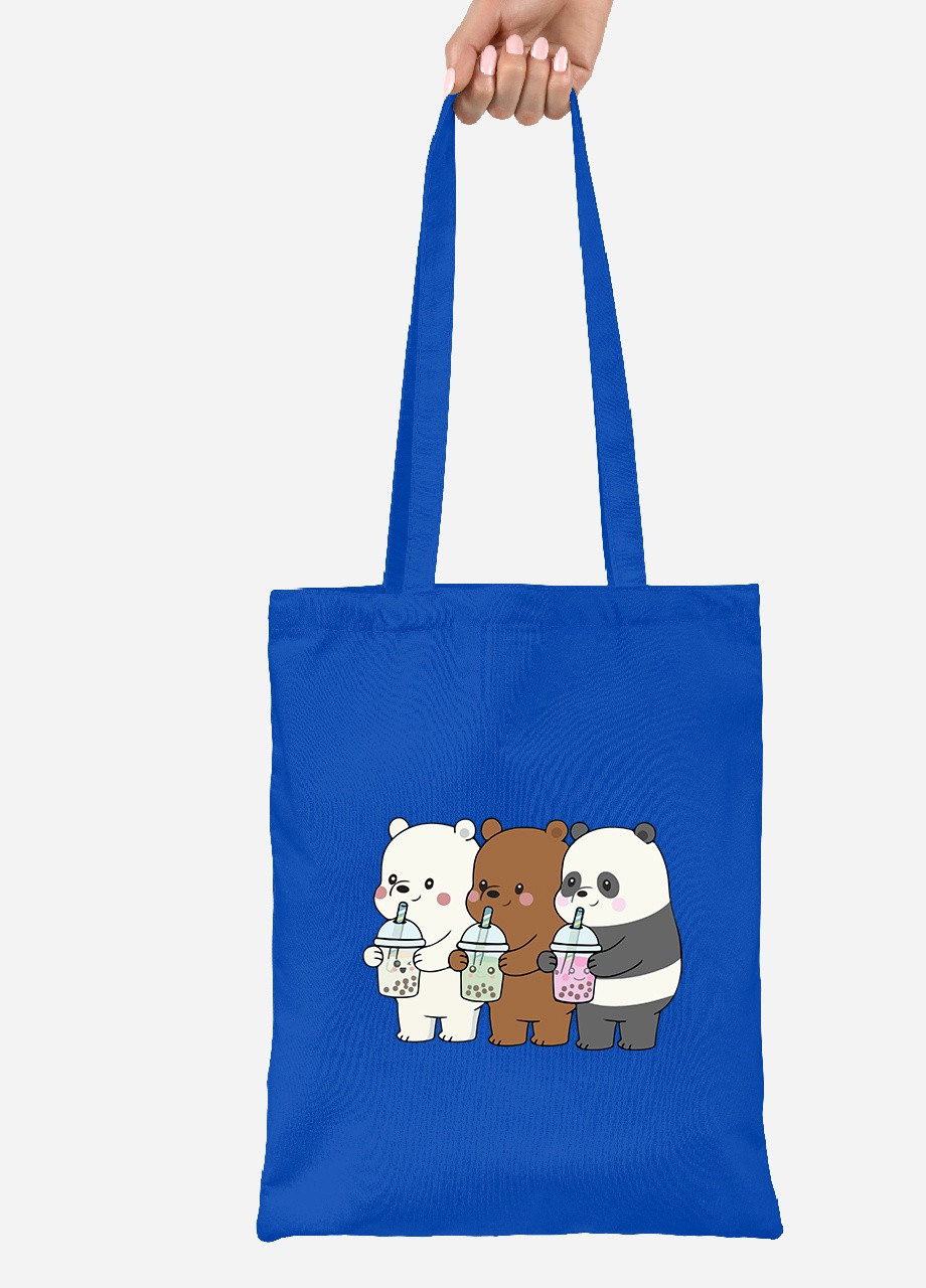 Эко сумка шопер Вся правда о медведях (We Bare Bears) (92102-2896-SK) голубая MobiPrint lite (256920193)