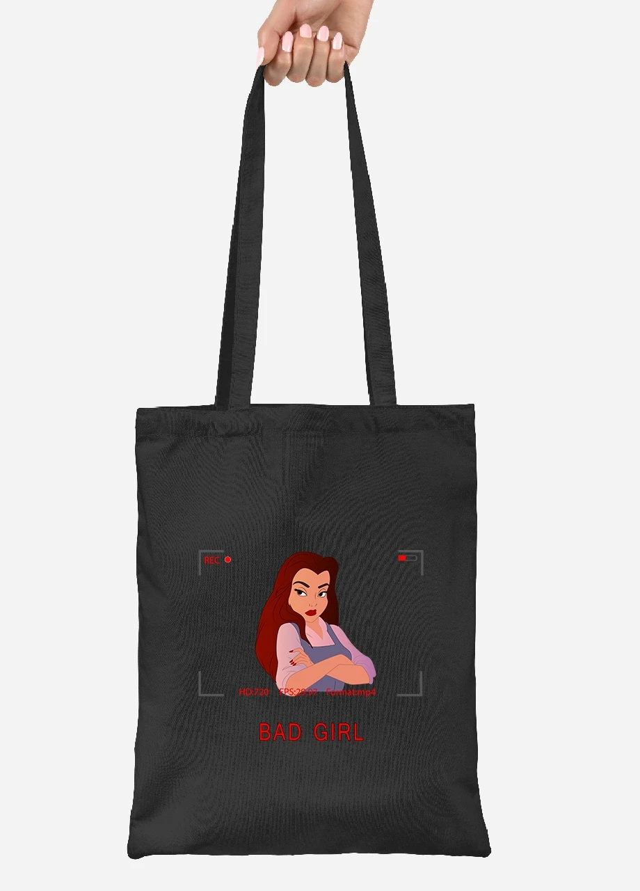 Еко-сумка шоппер Принцеса Белль (92102-1434-BK) чорна MobiPrint Lite (256923965)