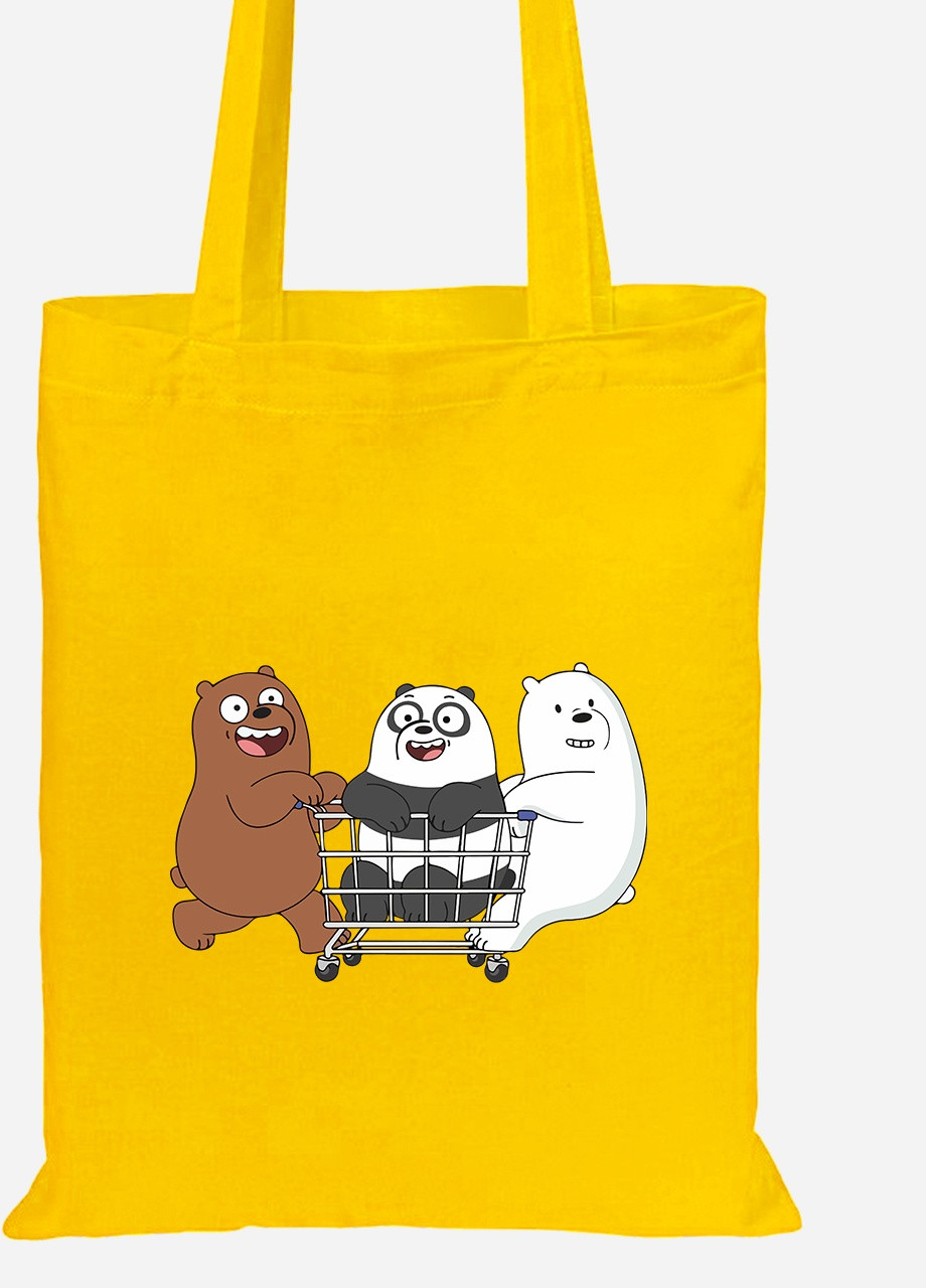 Эко сумка шопер Вся правда о медведях (We Bare Bears) (92102-2891-SY) желтая MobiPrint Lite (256924241)