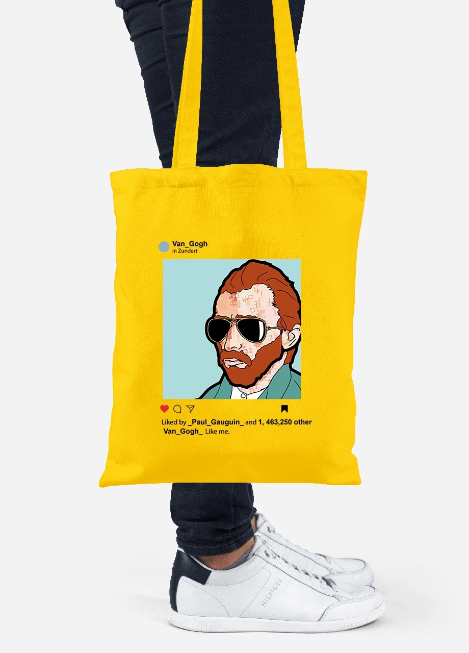Еко-сумка шоппер Інстаграм Вінсент Ван Гог (Instagram Vincent van Gogh) (92102-2953-SY) жовта MobiPrint Lite (256923527)