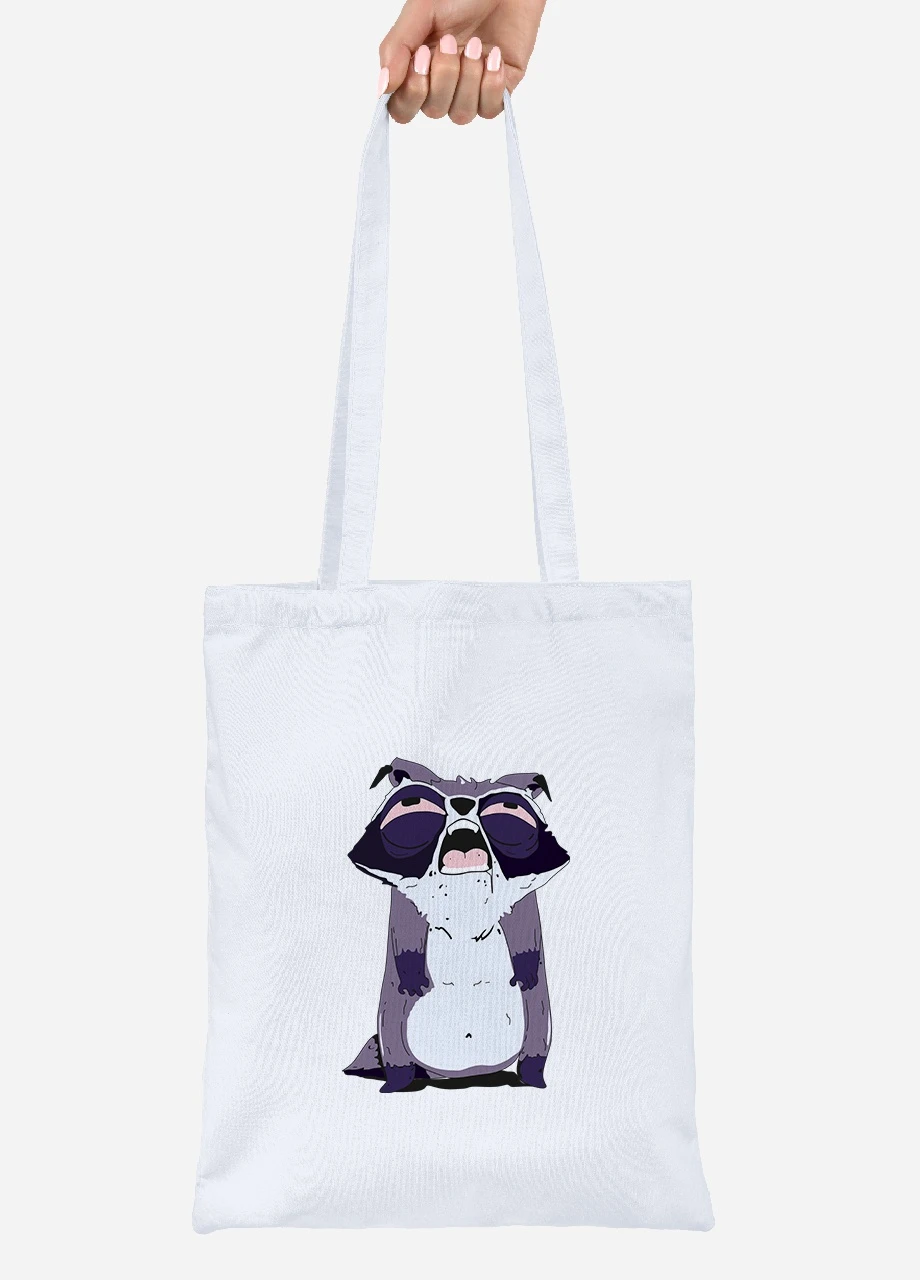 Эко сумка шопер Mood: Енот (92102-2053) белая MobiPrint Lite (256922450)