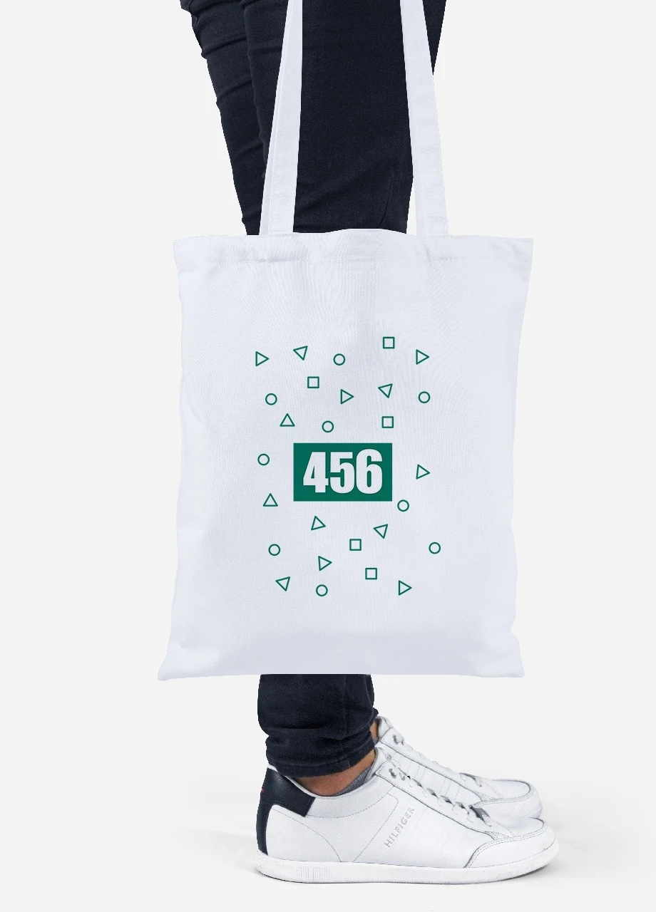 Еко-сумка шоппер Номер 456 Лі Чжунг-Чжае Гра в кальмара (Squid Game) (92102-3362) біла MobiPrint Lite (256923595)