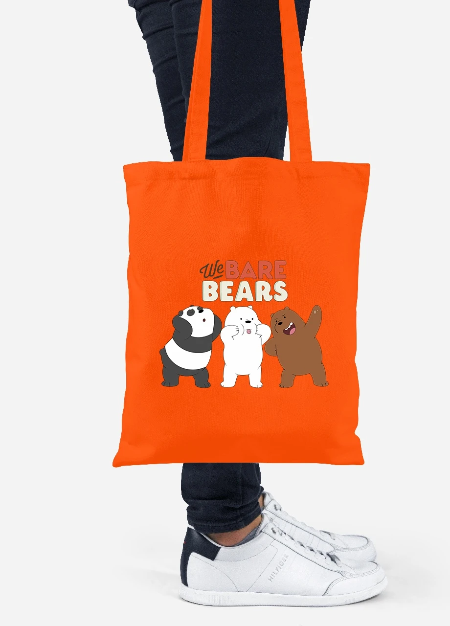 Эко сумка шопер Вся правда о медведях (We Bare Bears) (92102-2667-OG) оранжевая MobiPrint Lite (256920282)