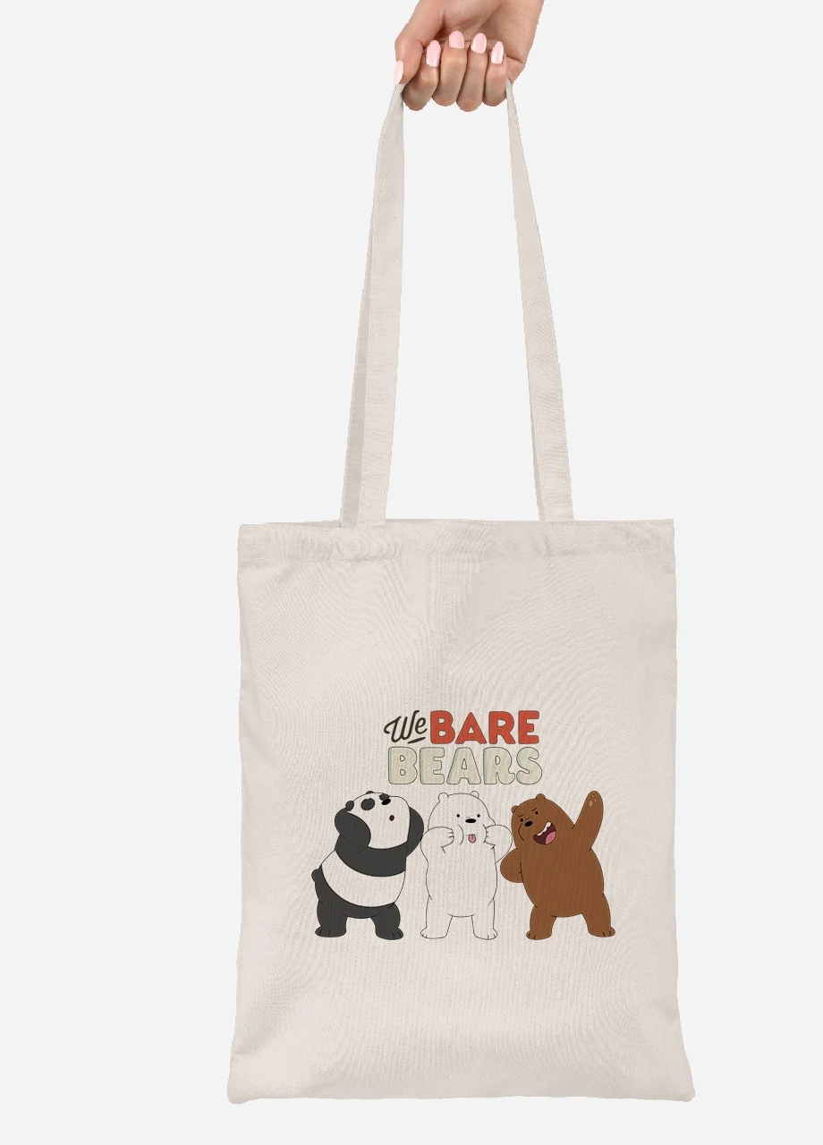 Эко сумка шопер Вся правда о медведях (We Bare Bears) (92102-2667-BG) бежевая MobiPrint Lite (256921469)