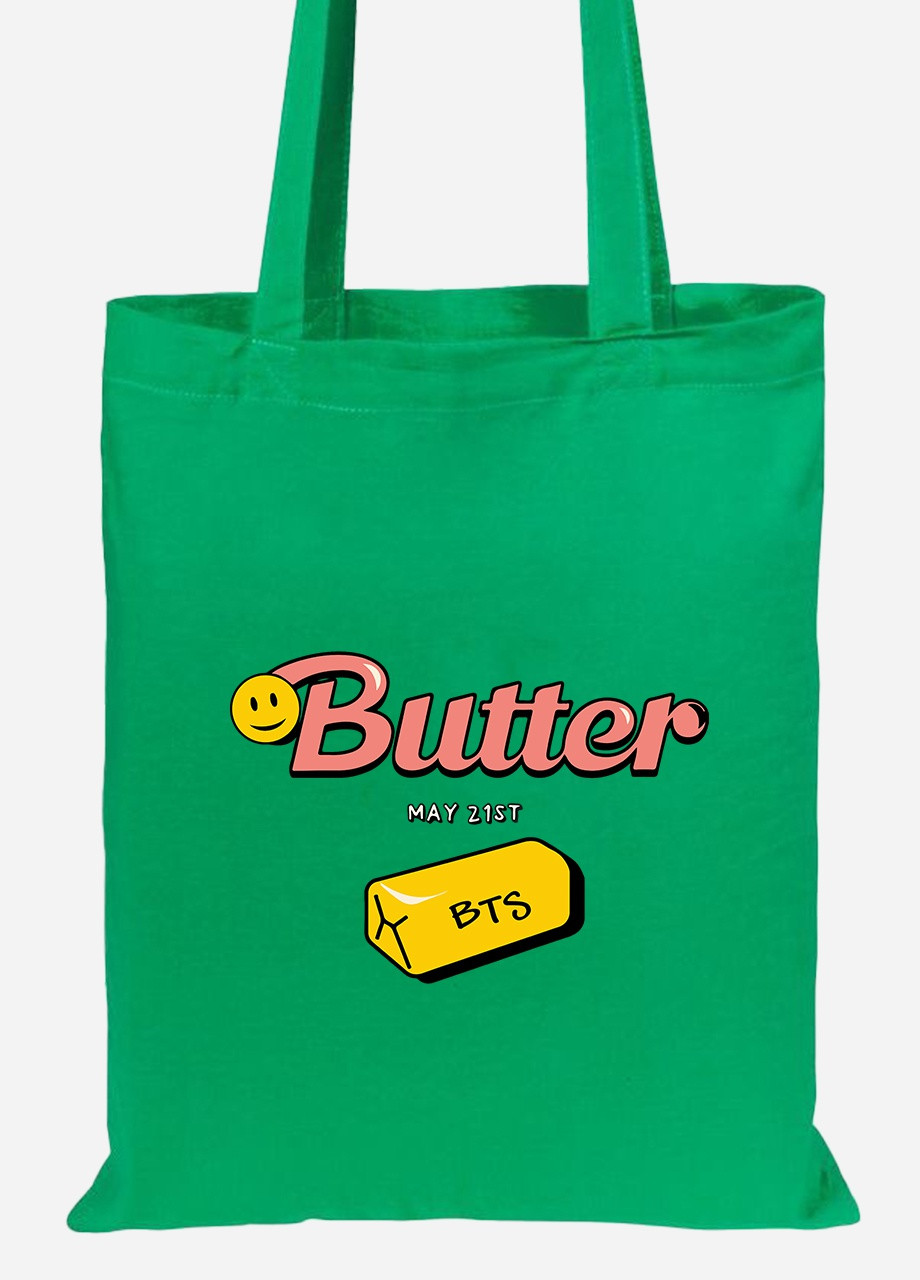 Эко сумка шопер Butter БТС (BTS) (92102-3257-KG) зеленая MobiPrint Lite (256921378)