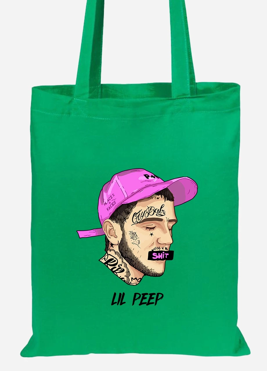 Эко сумка шопер Лил Пип (Lil Peep) (92102-2635-KG) зеленая MobiPrint Lite (256923188)