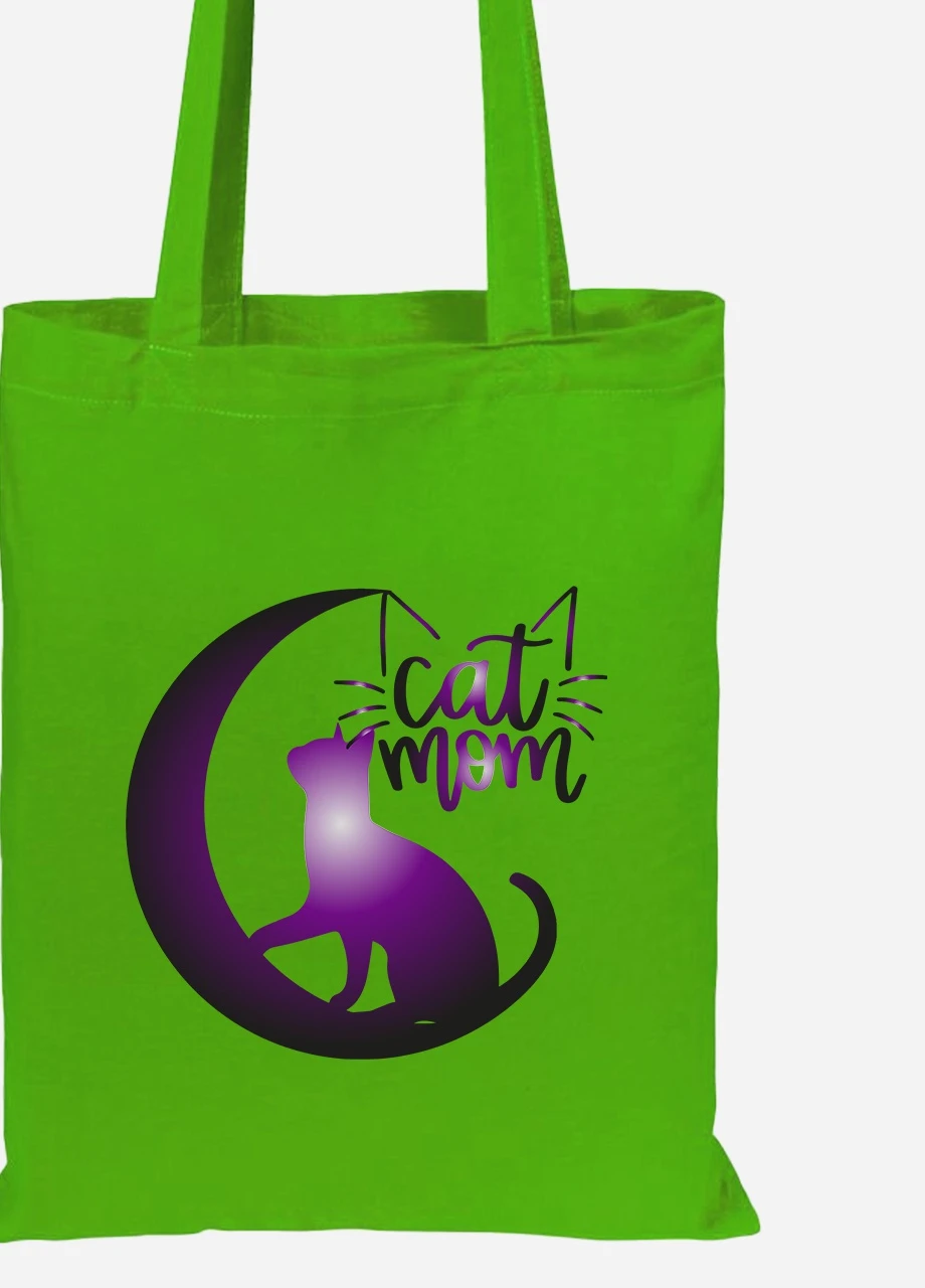 Эко сумка шопер Cat Mom (92102-2845-LM) салатовая MobiPrint Lite (256920281)